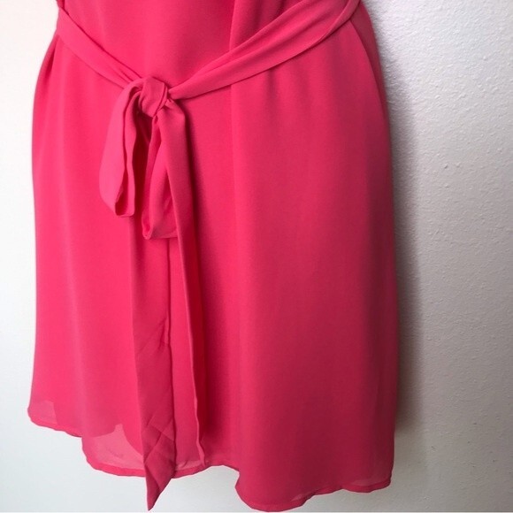 NWOT Naked Zebra Studded T Back Blingy Strappy Hi Low Deep V Coral Dress Medium - Picture 4 of 13